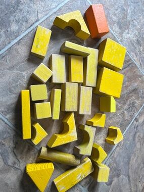 Wooden Toy Block Set - Yellow & Orange